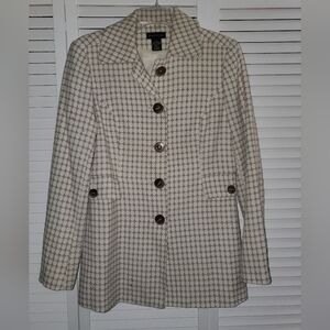 RAFAELLA Cream/Taupe Grid-Patterned Women's Coat- Sz 10